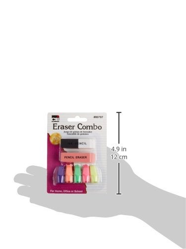 Charles Leonard Pencil Eraser Combo Pack, Includes 1 Pen/Ink Eraser, 1 Pink Pencil Eraser and 5 Pencil Cap Erasers, 7-Pack (80797) - Image 2